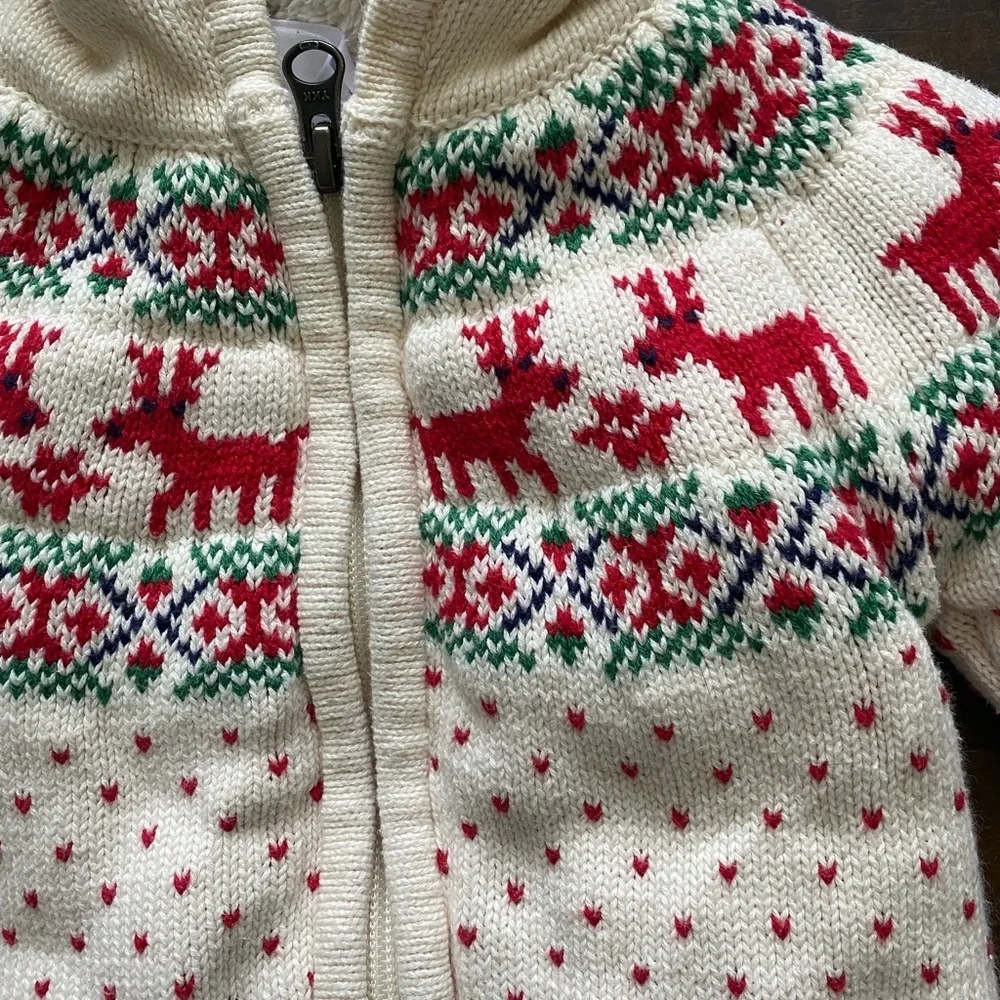 Hanna Anderson Holiday Christmas Hooded lined Jacket Fair Isle - Picture 6 of 9
